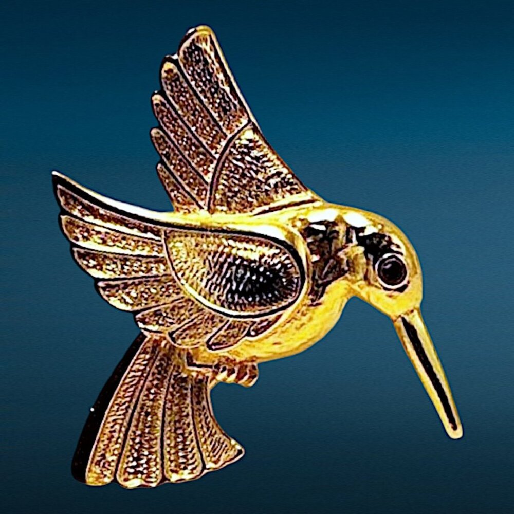Vintage Avon HP 2/1 GOLDEN HUMMINGBIRD Pin Brooch - Picture 1 of 4
